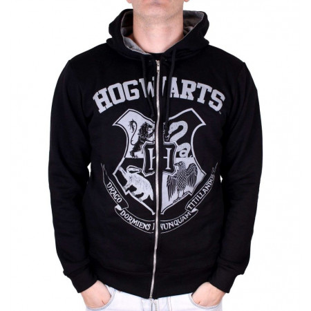 Sweat à capuche Harry Potter Poudlard noir et blanc