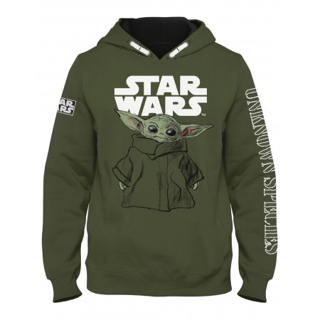 Sweat enfant Star Wars kaki Baby Yoda Mandalorian