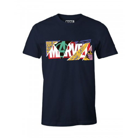 T-shirt MARVEL bleu Logo collage