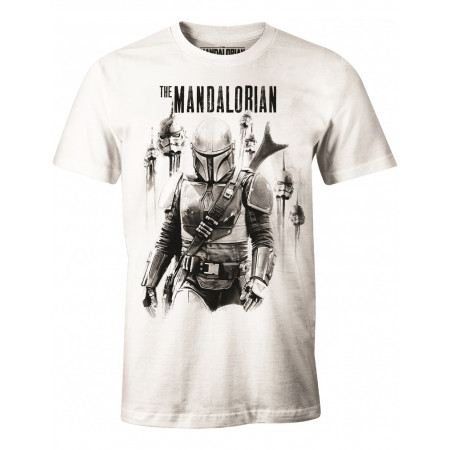 T-Shirt Star Wars The Mandalorian blanc