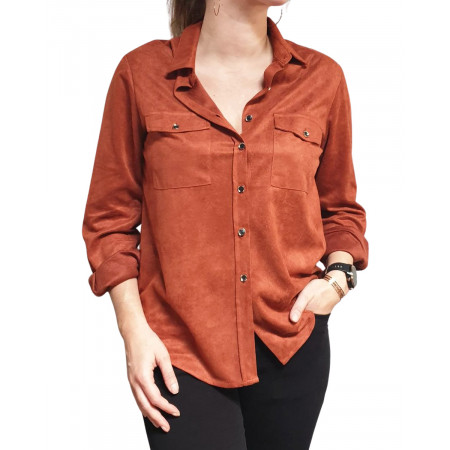 Chemisier brique effet suédine