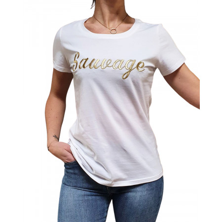 T-Shirt blanc Sauvage doré