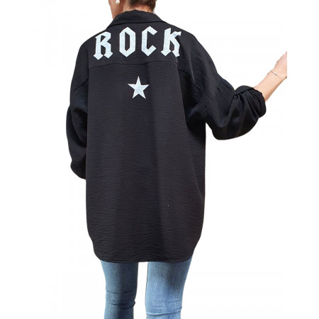 Chemise noire fluide dos ROCK