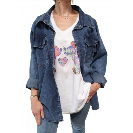 Chemise en jeans grande taille 
