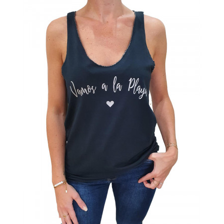 Débardeur noir Vamos a la Playa