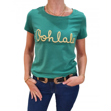 T-Shirt femme vert Oohlala doré