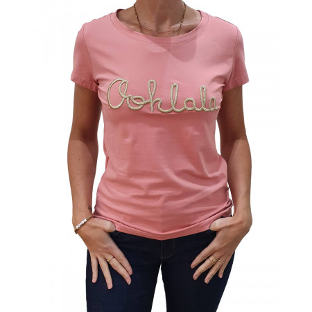T-Shirt rose Oohlala doré