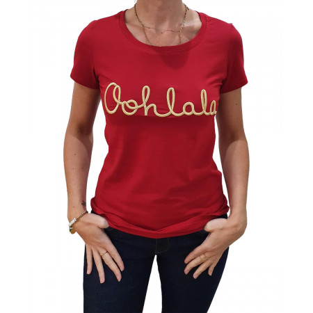 T-Shirt rouge bordeaux Oohlala doré