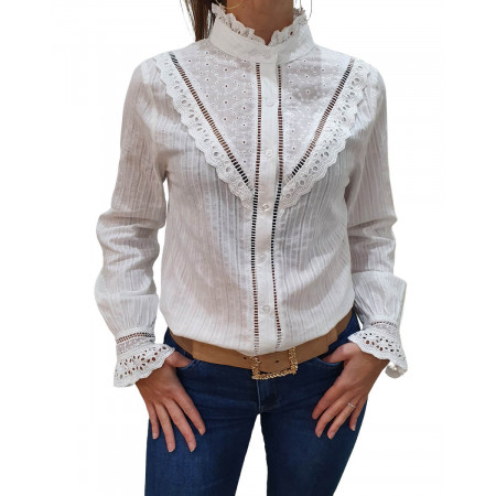 Chemisier brodé blanc cassé 