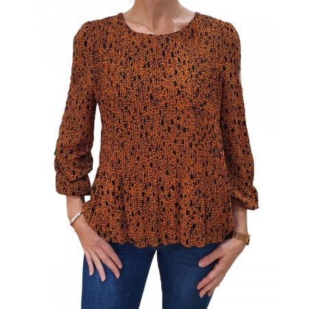 Blouse rouille voilage imprimé léopard