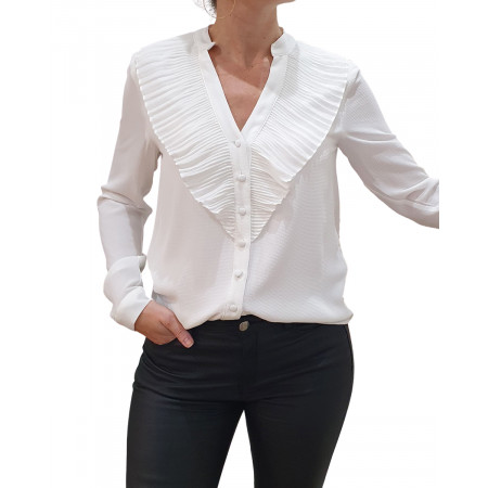 Chemisier blanc col accordéon