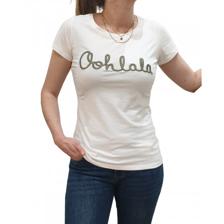 T-Shirt blanc Oohlala kaki