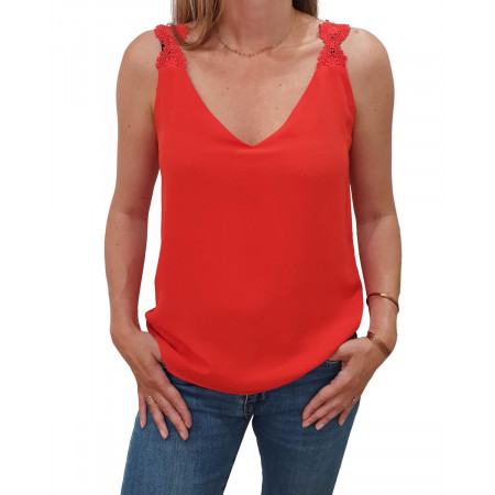 Top femme Aliya rouge corail