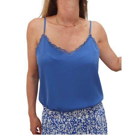 Top femme à bretelles bleu Laura