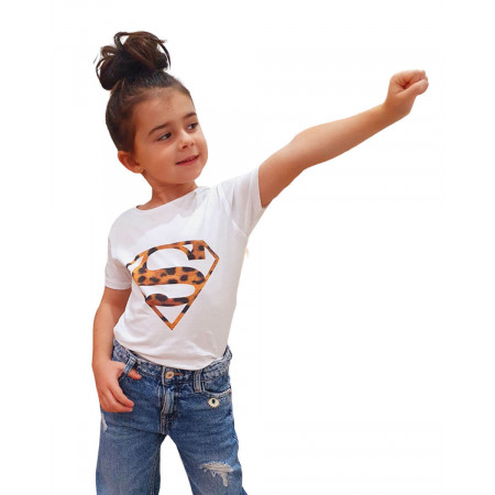 T-shirt enfant blanc superman léopard