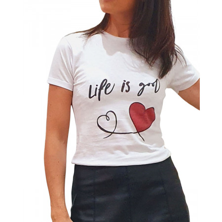 T-shirt femme blanc Life is good