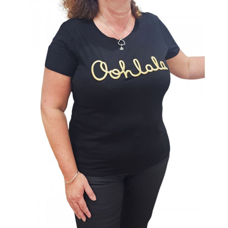 T-Shirt femme grande taille noir Oohlala doré
