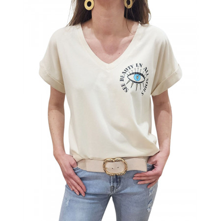 T-Shirt femme beige See Beauty in all Souls