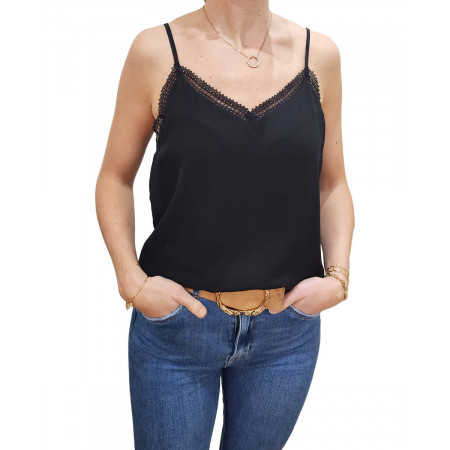 Top femme à bretelles noir Elisa
