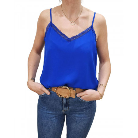 Top femme à bretelles bleu roi Elisa