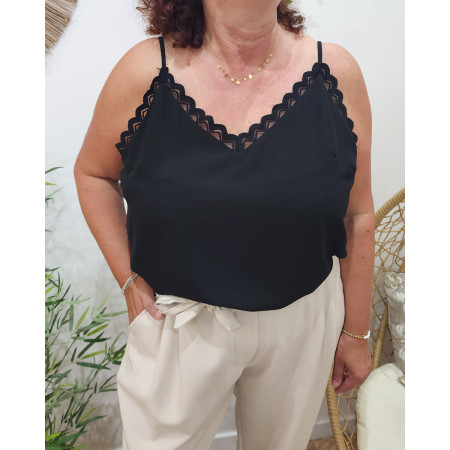 Top femme à bretelles grande taille noir Nicolette