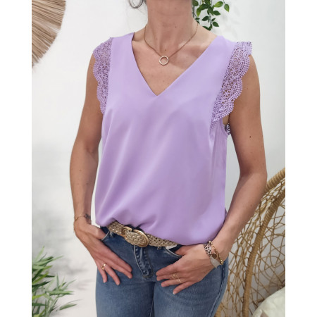 Top femme parme dentelle Adrienne