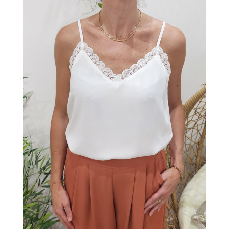 Top à bretelles femme blanc Barbara
