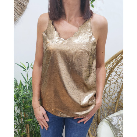 Top femme Emmanuelle lamé cuivré