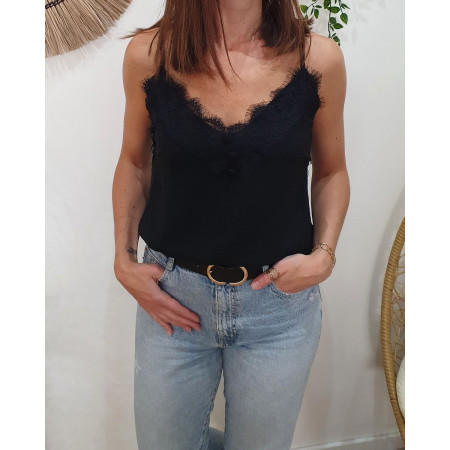 Top femme à bretelles noir Garance