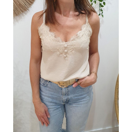 Top femme à bretelles beige Garance