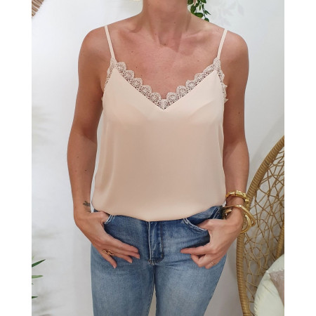 Top femme à bretelles beige Hulda