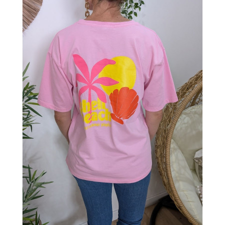 T-Shirt femme Shell beach-Rose baby