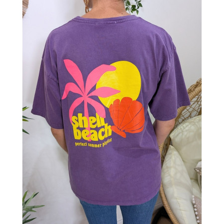 T-Shirt femme Shell beach-Violet