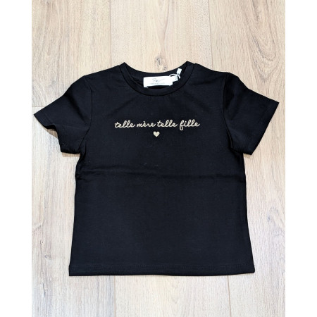 T-Shirt enfant noir Telle mère telle fille doré
