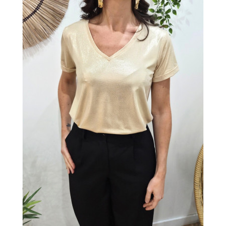 T-Shirt femme doré irisé