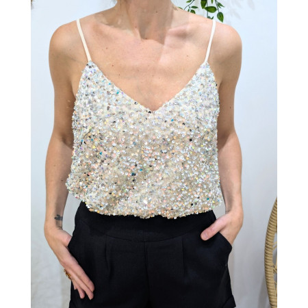 Top femme à sequins argents Amal