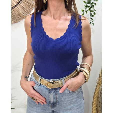 Top femme côtelé bleu roi Lucilla