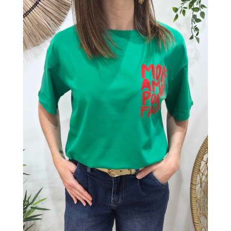 T-shirt femme vert more amor por favor