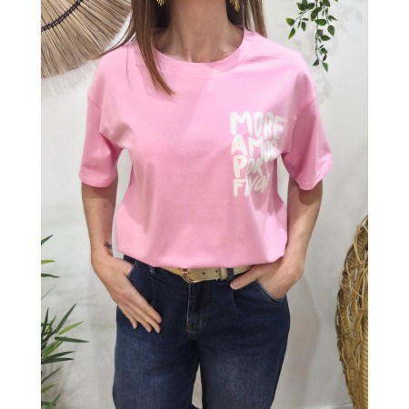 T-shirt femme rose baby more amor por favor