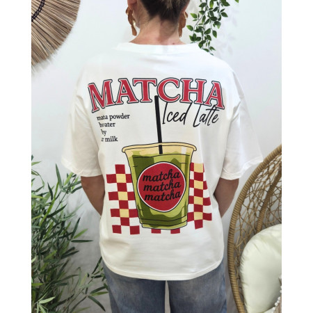 T-shirt femme Matcha Iced Latte blanc