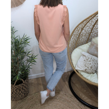 Top femme vieux rose dentelle Adrienne
