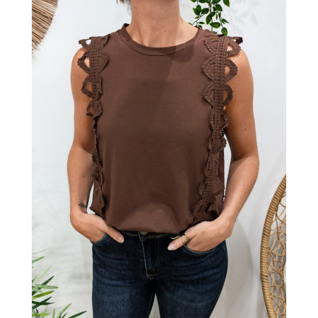 Top femme marron élastiqué Diana