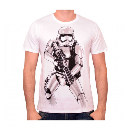Tee-Shirt Blanc Stormtrooper Big Sketch Star Wars