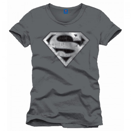 Tee-Shirt Gris Logo Effet Usé Superman