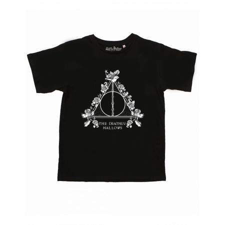 Tee-Shirt Harry Potter Femme Reliques de la mort fleuries