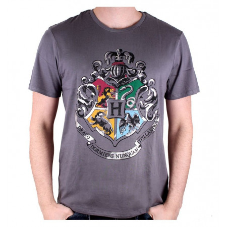 Tee-Shirt Harry Potter gris 4 écoles silver
