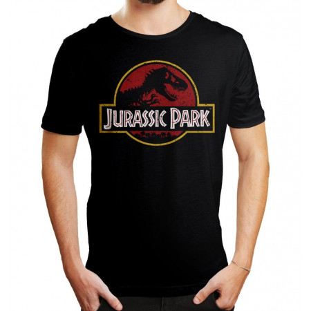 Tee-Shirt Jurassic Park Noir Logo vintage