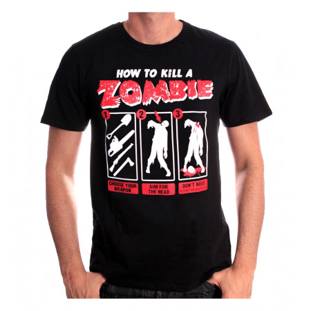 Tee-Shirt Noir How To Kill a Zombie Geek