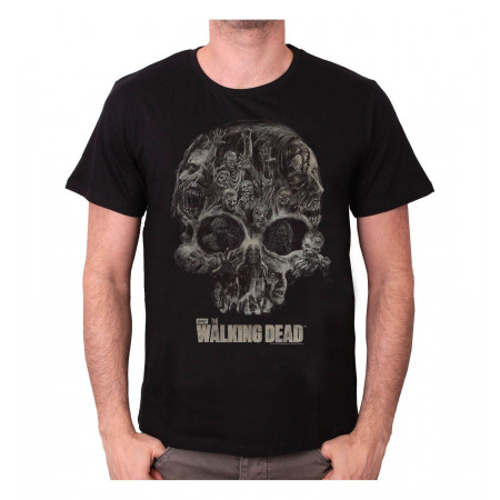 Tee-Shirt Noir Walker Skull The Walking Dead