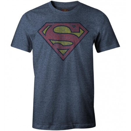 Tee-Shirt Superman Bleu Logo Vintage